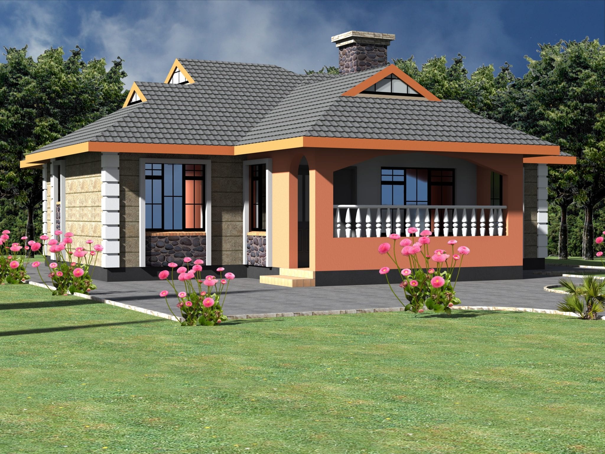 Neatly designed simple  3 bedroom bungalow house  HPD 