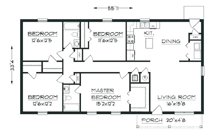 3 bedroom house design with measurements Floor plan with dimensions ...