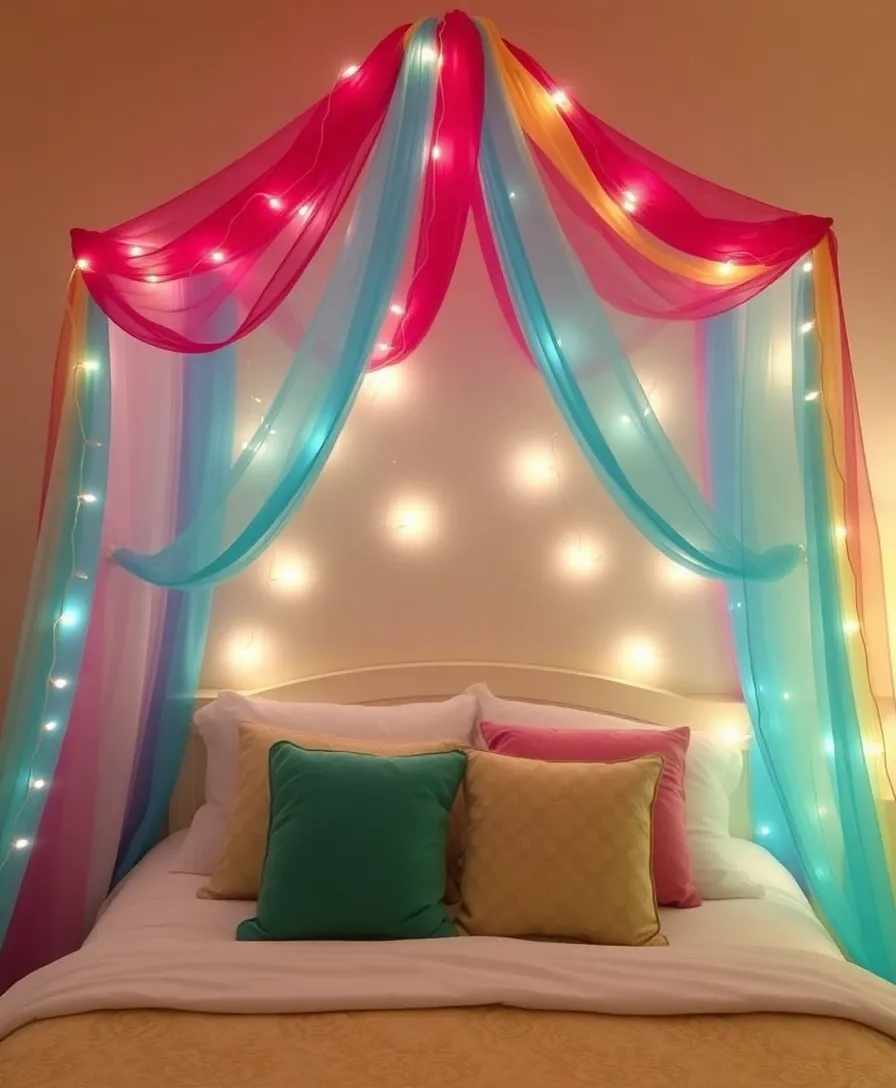 21 Cutecore Room Ideas That'll Make You Feel Like You're in a Dreamland! - 20. Playful Bed Canopy