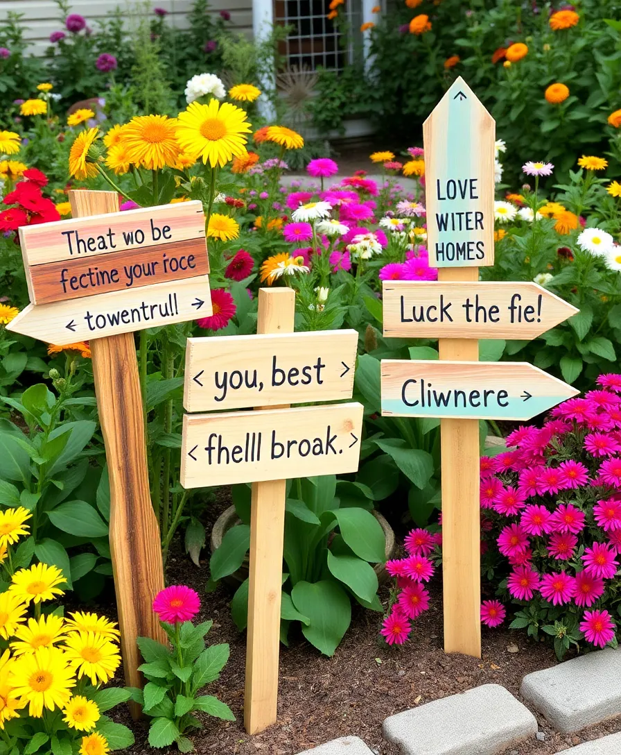 21 Whimsical Garden Whimsy Ideas That Will Spark Joy (You Won't Believe #7!) - 16. Playful Garden Signs