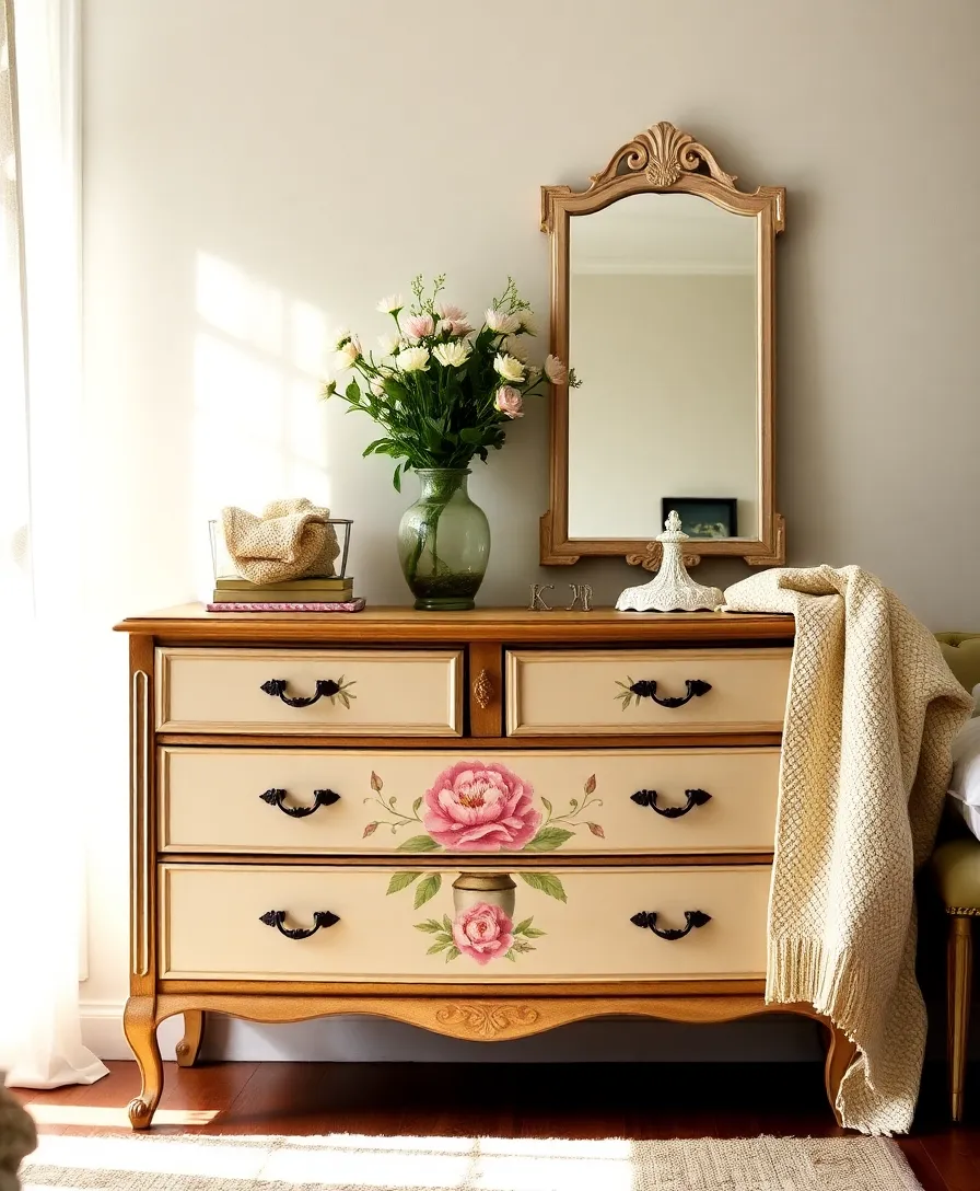 21 Stunning Hand-Painted Furniture Ideas That'll Transform Your Home (You Won't Believe #10!) - 2. Vintage Floral Dresser