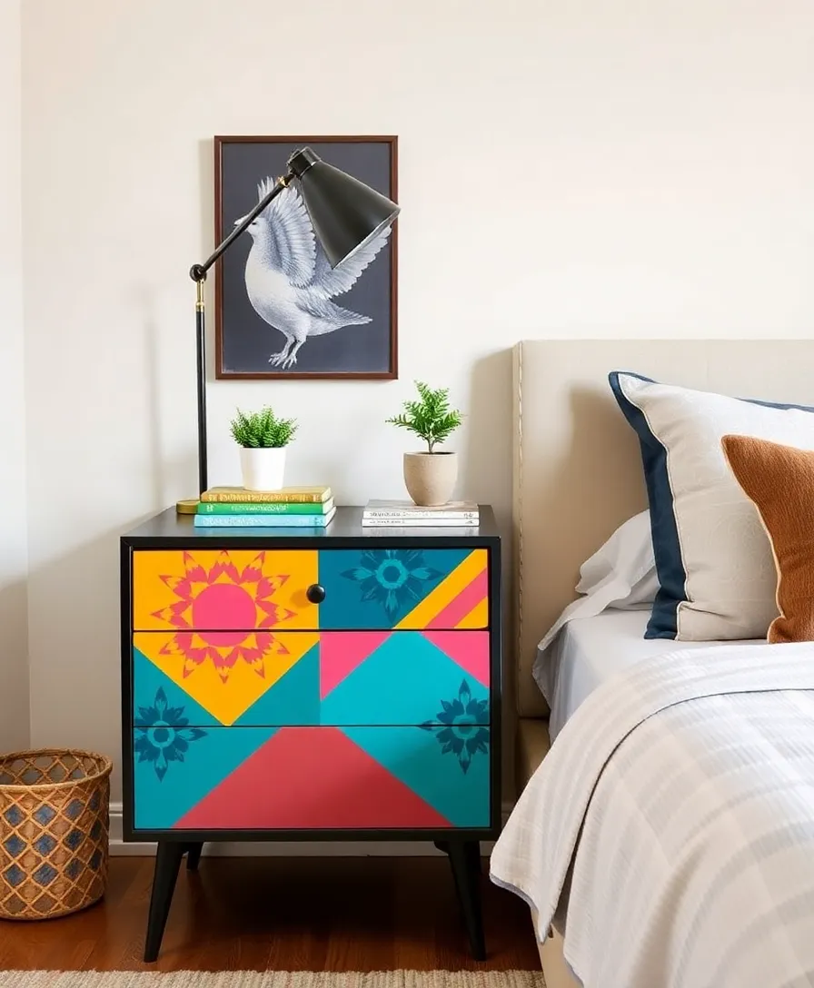 21 Stunning Hand-Painted Furniture Ideas That'll Transform Your Home (You Won't Believe #10!) - 8. Statement Nightstand