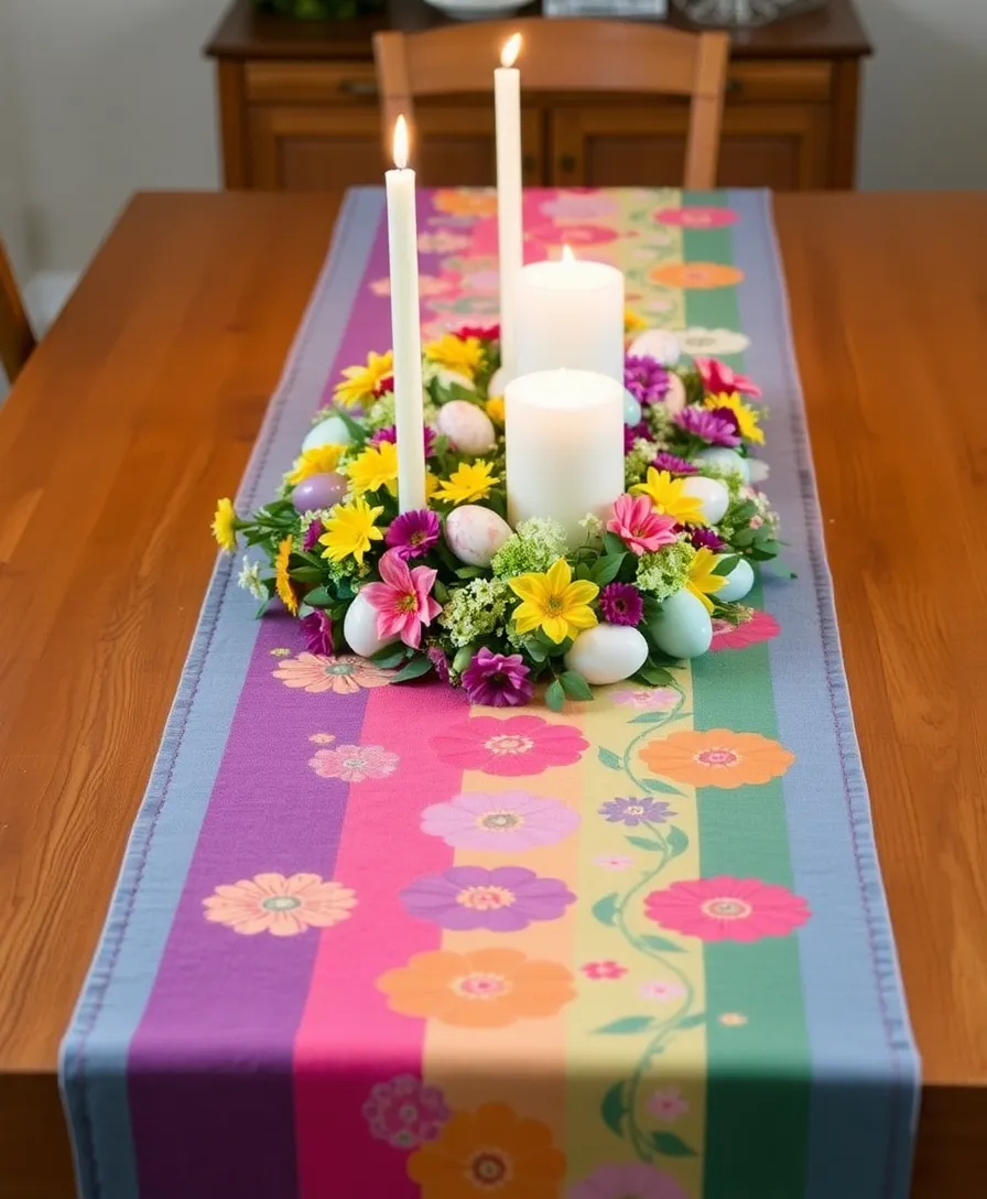 21 Eye-Catching Easter Centerpieces to Wow Your Guests (Don't Miss #6!) - 21. Table Runner Delight