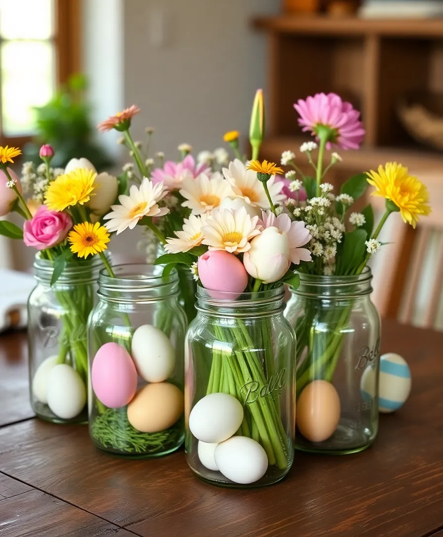 21 Eye-Catching Easter Centerpieces to Wow Your Guests (Don't Miss #6!) - 20. Vintage Ball Jars