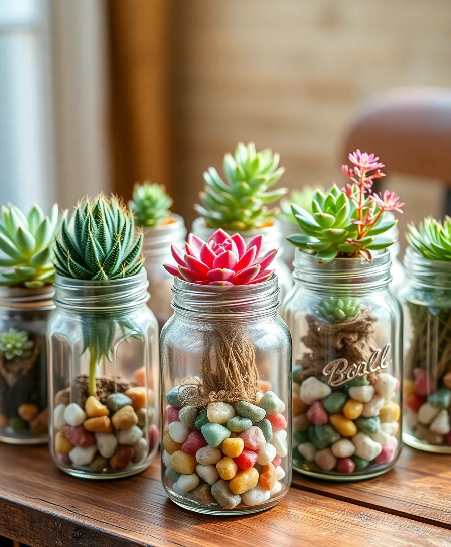 21 Budget-Friendly Small Garden Ideas That Will Transform Your Space! - 4. Succulent Display in Glass Jars