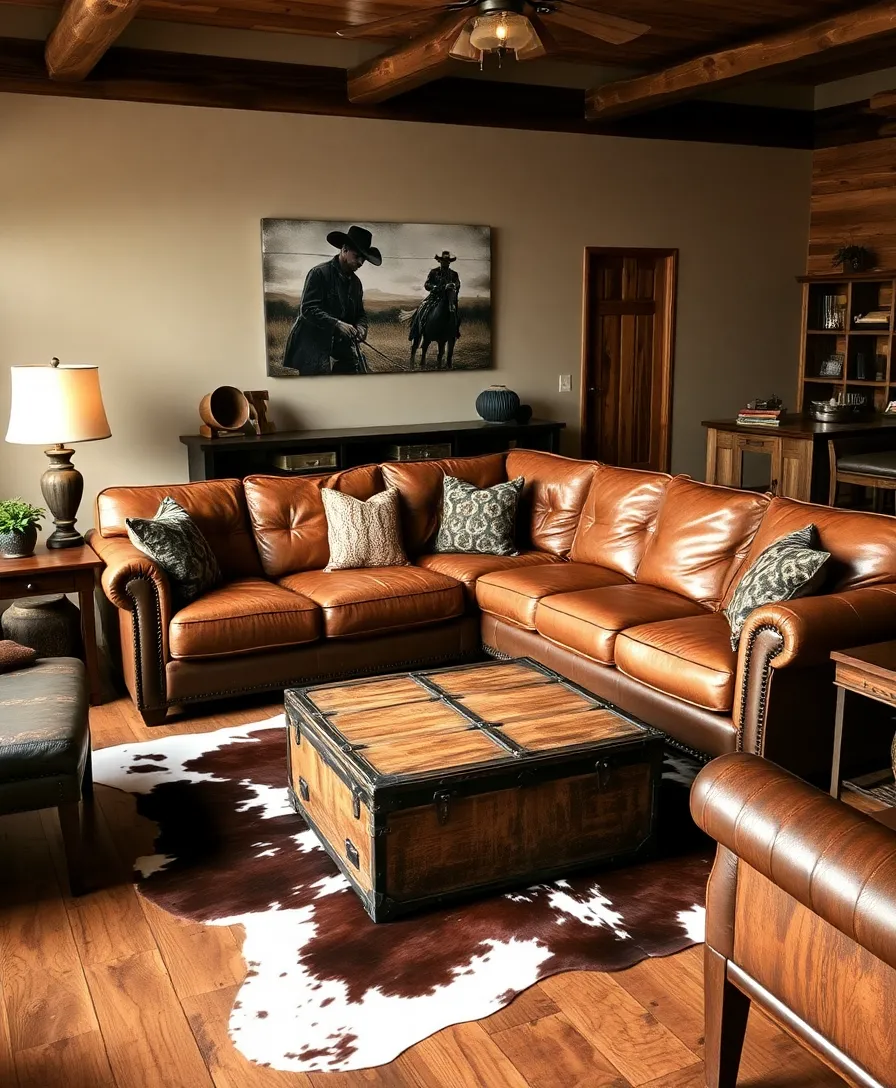 21 Vintage Western Decor Ideas That'll Make You Feel Like a True Cowboy! - 1. Rustic Leather Furniture