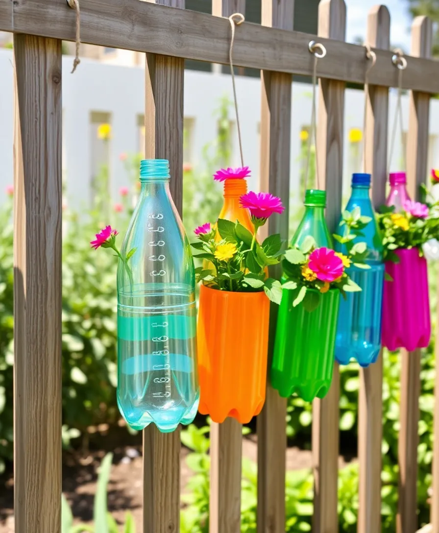 21 Budget-Friendly Small Garden Ideas That Will Transform Your Space! - 9. Recycled Plastic Bottle Planters