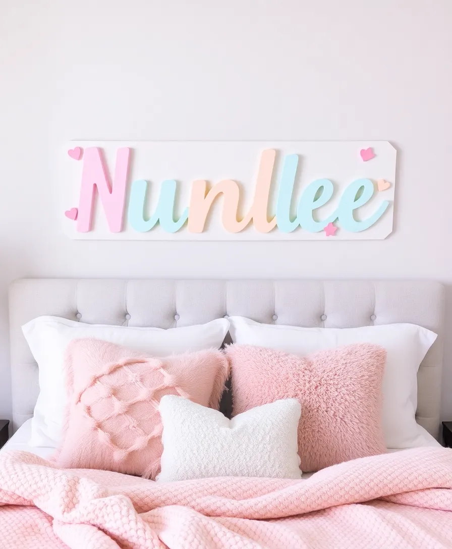 21 Cutecore Room Ideas That'll Make You Feel Like You're in a Dreamland! - 14. Personalized Name Sign