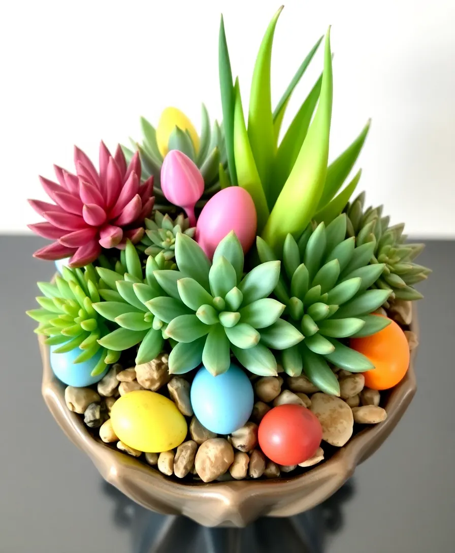 21 Eye-Catching Easter Centerpieces to Wow Your Guests (Don't Miss #6!) - 16. Festive Succulents