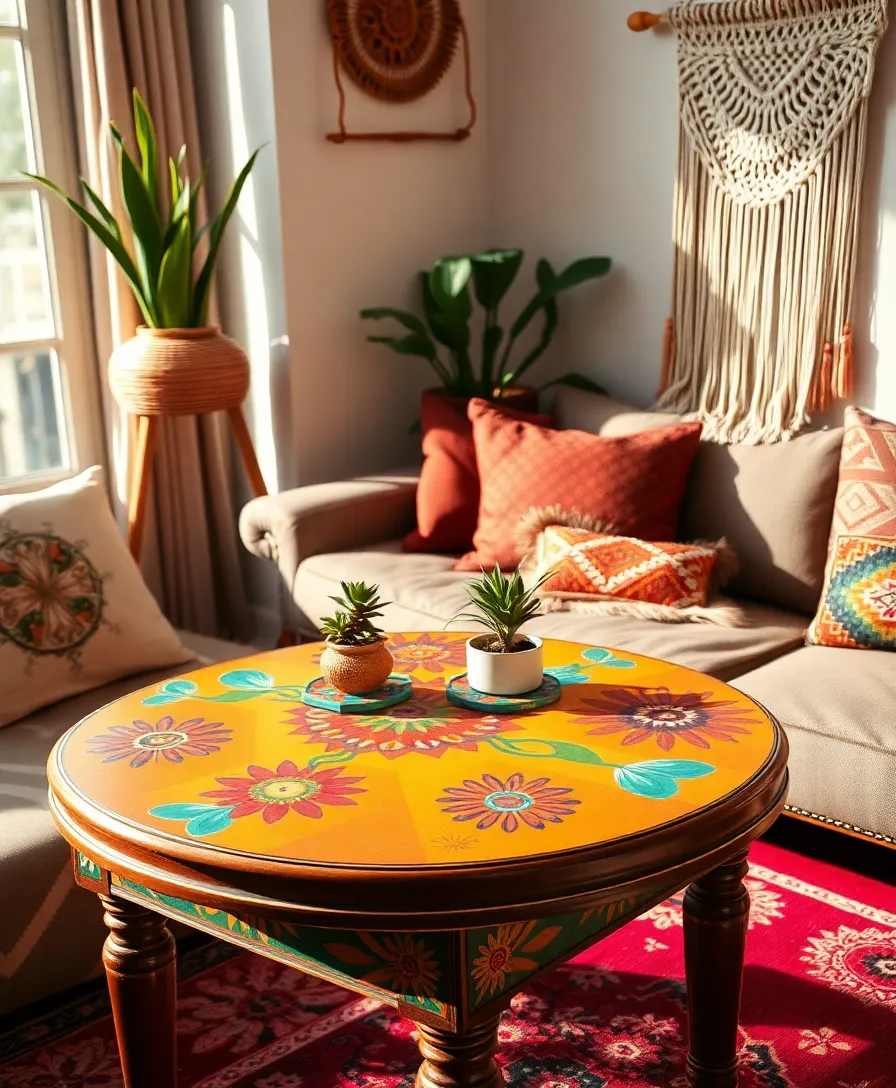 21 Stunning Hand-Painted Furniture Ideas That'll Transform Your Home (You Won't Believe #10!) - 1. Boho Chic Side Table