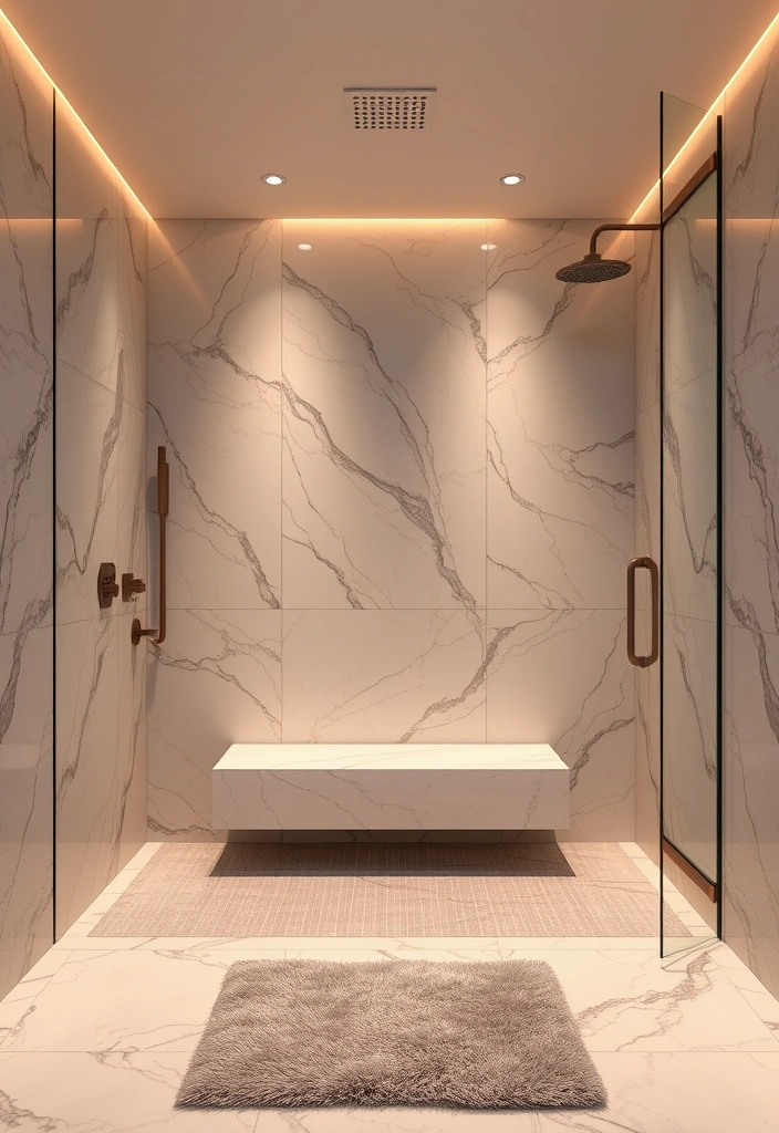 19 Luxury Bathroom Remodel Shower Ideas That Will Make You Feel Like Royalty! - 1. Opulent Marble Walk-In Shower