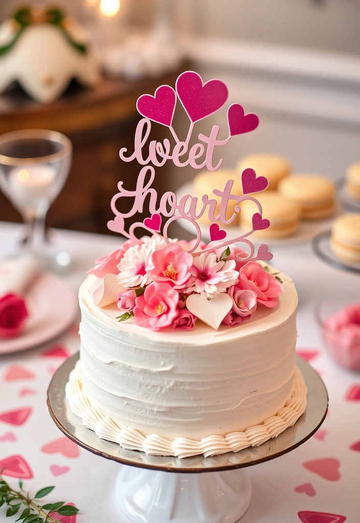 21 Fun Galentine's Party Decor Ideas That Will Make Your Friends Swoon! - 17. Sweetheart Cake Topper