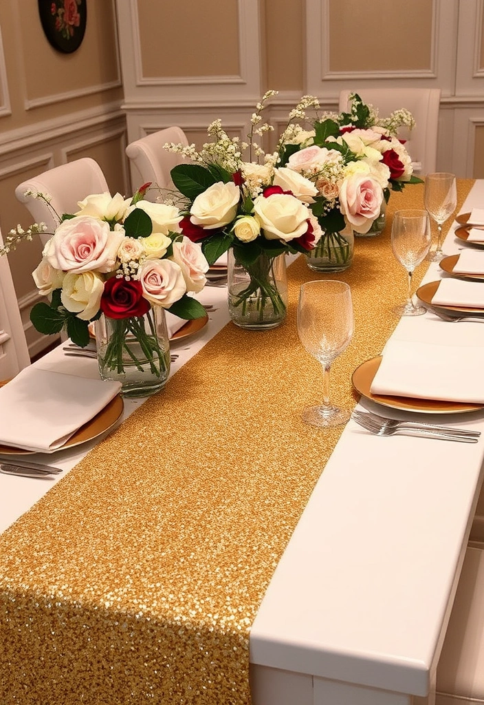 21 Fun Galentine's Party Decor Ideas That Will Make Your Friends Swoon! - 13. Glittery Table Runner