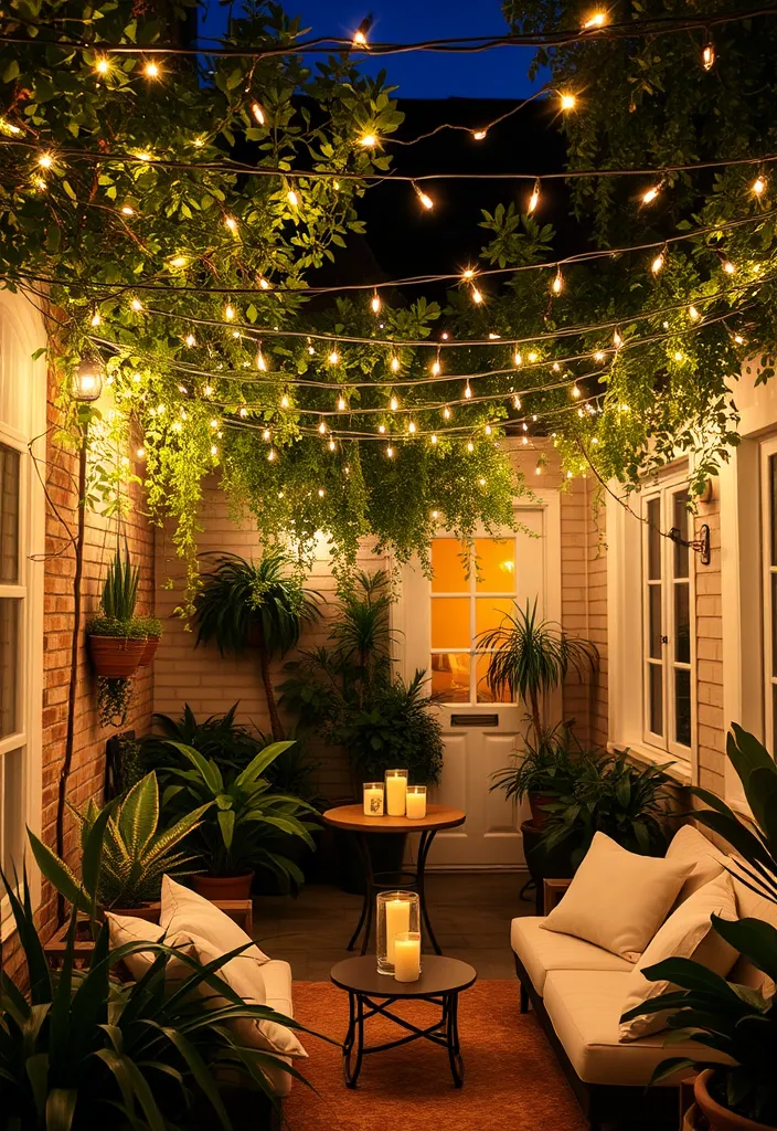 21 Courtyard Garden Ideas That Will Transform Your Small Space into a Lush Paradise! - 10. Fairy Lights: Magical Evenings