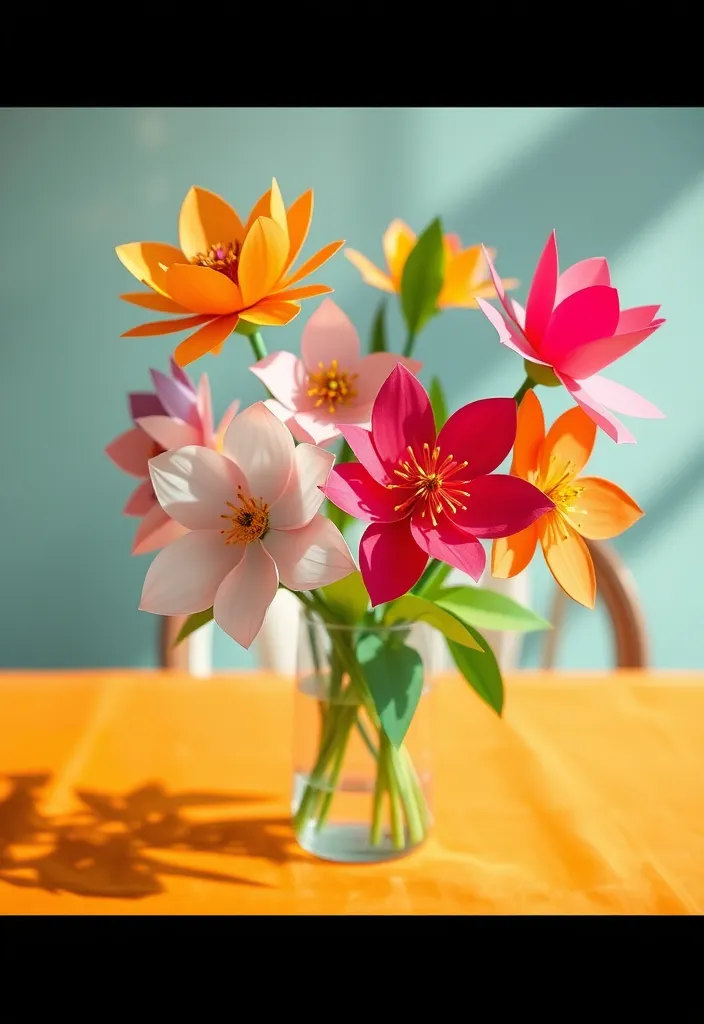 21 Stunning Kitchen Table Centerpiece Ideas You Can DIY for Any Season! (Wait Until You See #14!) - 18. Whimsical Paper Flowers