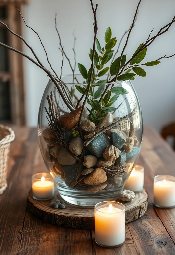 21 Stunning Kitchen Table Centerpiece Ideas You Can DIY for Any Season! (Wait Until You See #14!) - 19. Nature-Inspired Centerpiece