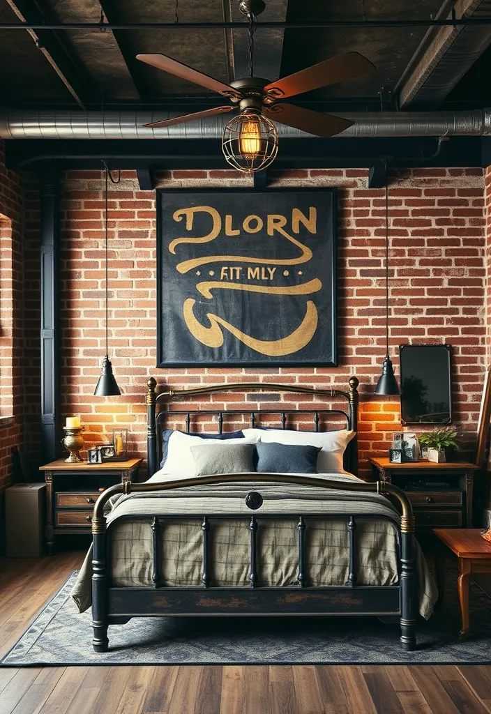 21 Unique Bedroom Designs That Bring Vintage Charm to Life (Don't Miss #3!) - 12. Industrial Vintage Fusion