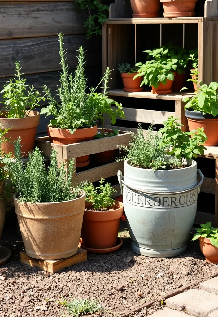 21 Stunning Outdoor Herb Garden Ideas That Will Inspire Your Green Thumb! - 14. Herb Garden with a Rustic Theme