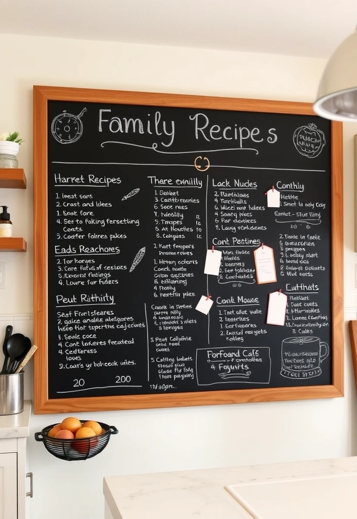 21 Cozy Kitchen Decor Ideas That'll Make You Want to Cook All Day! - 16. Family Recipe Board