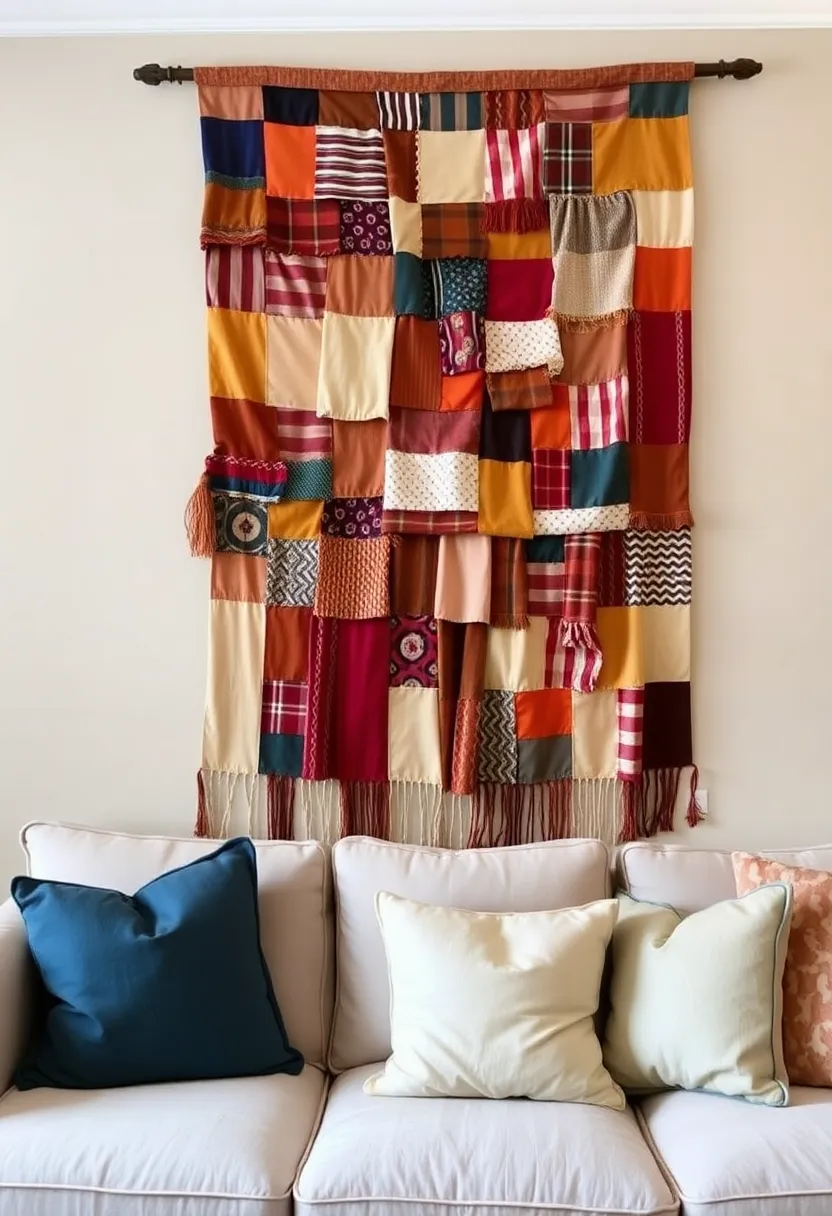 21 Thrift Flip Decor Ideas That Will Transform Your Home on a Budget! - 19. Thrifted Fabric Wall Hanging