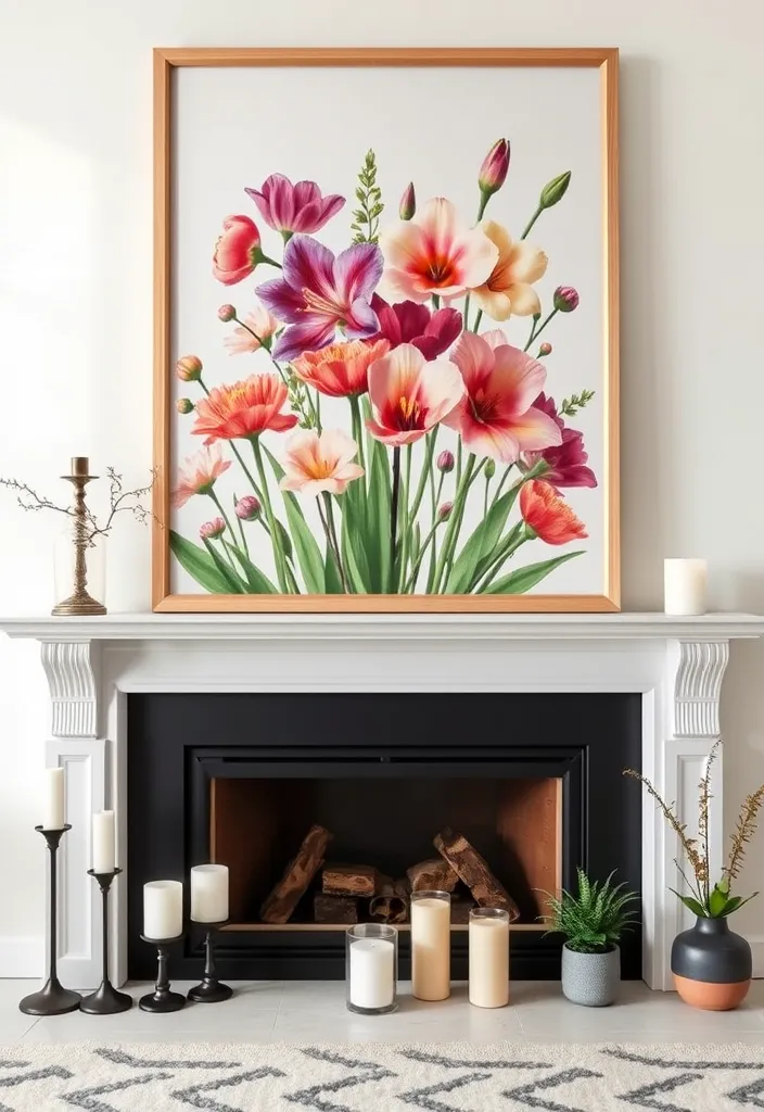 21 Spring Mantel Decorating Ideas That’ll Freshen Up Your Home (You Won't Believe #14!) - 5. Seasonal Artwork