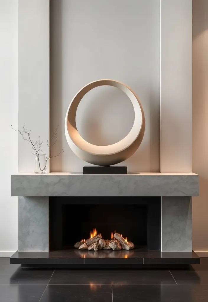 21 Minimalist Living Room Mantle Decor Ideas That Scream Elegance! - 10. Artistic Sculpture