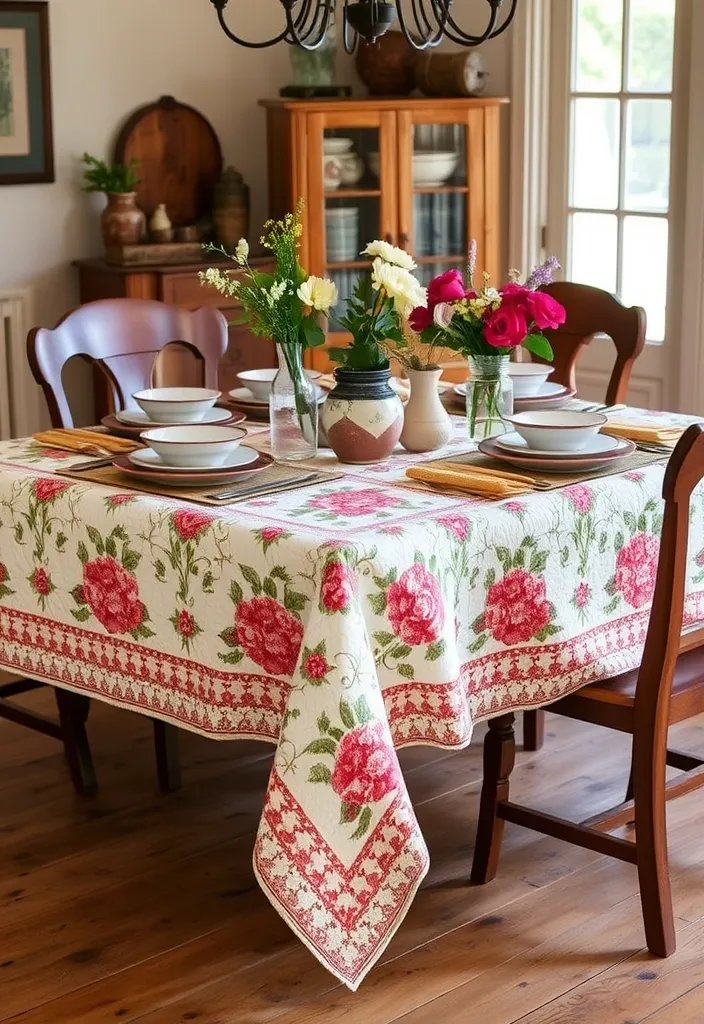 21 Vintage Farmhouse Kitchen Ideas That'll Make You Want to Cook in Style! - 19. Quilted Tablecloths