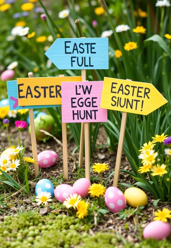 21 DIY Easter Decorations That'll Make Your Home Look Spring-Ready (You Won't Believe #8!) - 9. DIY Easter Egg Hunt Signs