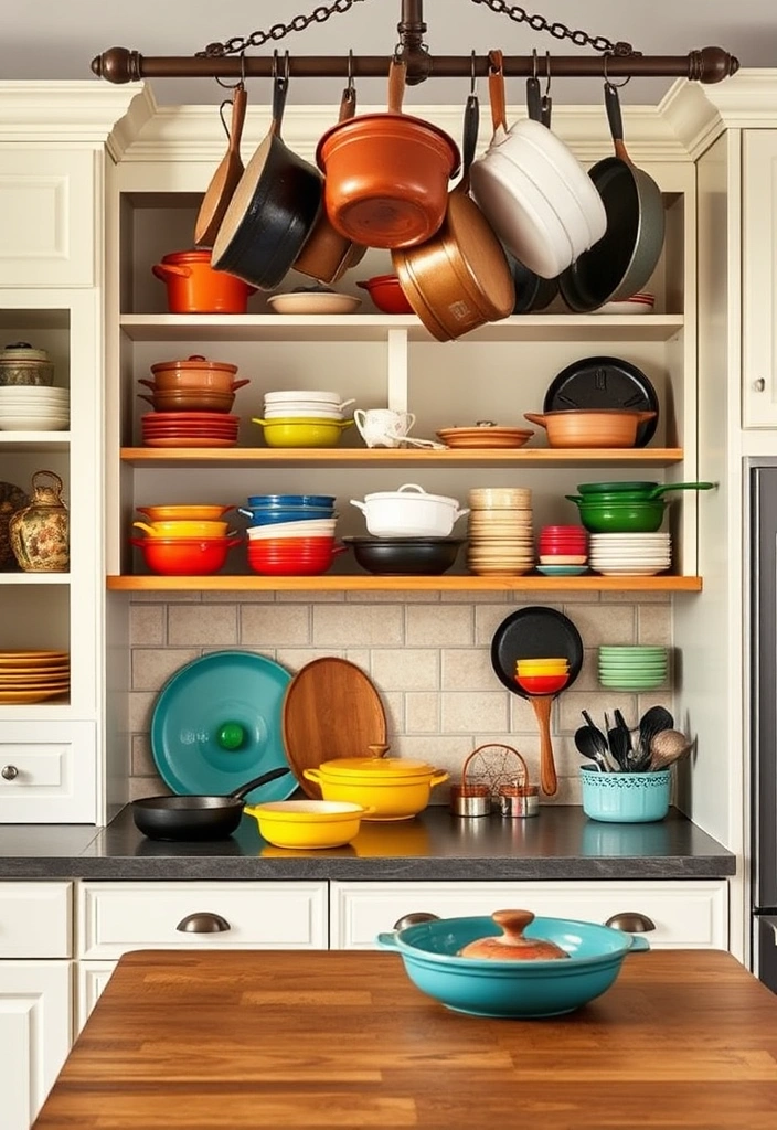 21 Cozy Kitchen Decor Ideas That'll Make You Want to Cook All Day! - 6. Vintage Cookware Display