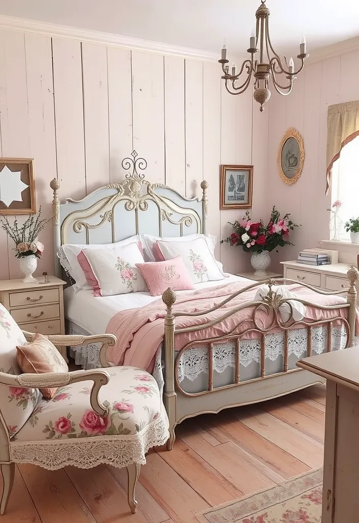 21 Unique Bedroom Designs That Bring Vintage Charm to Life (Don't Miss #3!) - 9. Charming Shabby Chic