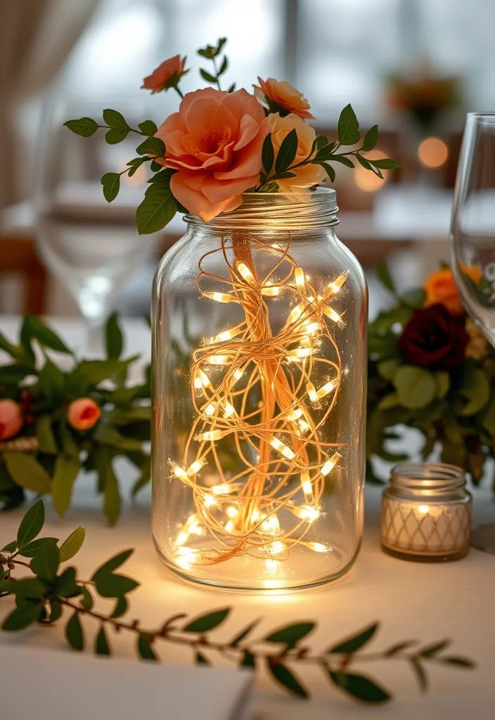 21 Stunning Kitchen Table Centerpiece Ideas You Can DIY for Any Season! (Wait Until You See #14!) - 14. Enchanting Fairy Lights Centerpiece