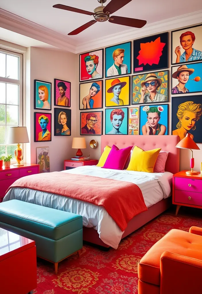 21 Unique Bedroom Designs That Bring Vintage Charm to Life (Don't Miss #3!) - 2. Retro Pop Art Vibes