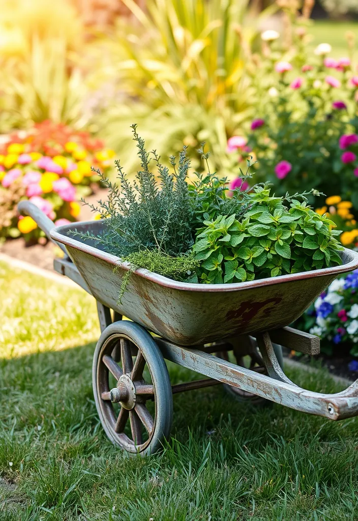 21 Stunning Outdoor Herb Garden Ideas That Will Inspire Your Green Thumb! - 6. Herb Garden in a Wheelbarrow