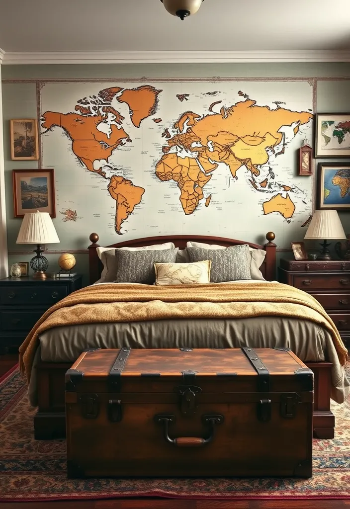 21 Unique Bedroom Designs That Bring Vintage Charm to Life (Don't Miss #3!) - 13. Vintage Travel Escape