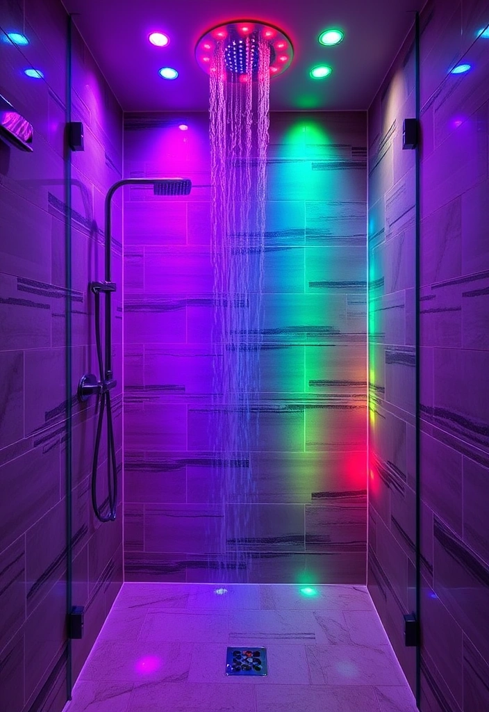 19 Luxury Bathroom Remodel Shower Ideas That Will Make You Feel Like Royalty! - 10. Colorful LED Lighting