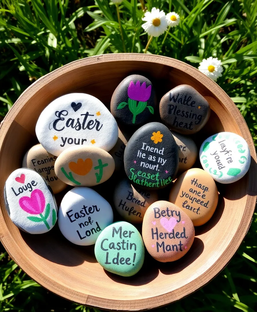 21 Inspiring Christian Easter Aesthetic Ideas That Will Make Your Holiday Truly Meaningful! - 19. Easter Blessing Stones