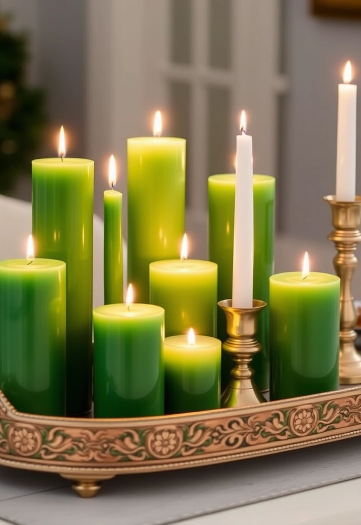 21 Stunning St. Patrick's Day Decorations That Will Transform Your Home into a Lucky Oasis! - 12. Green Candles