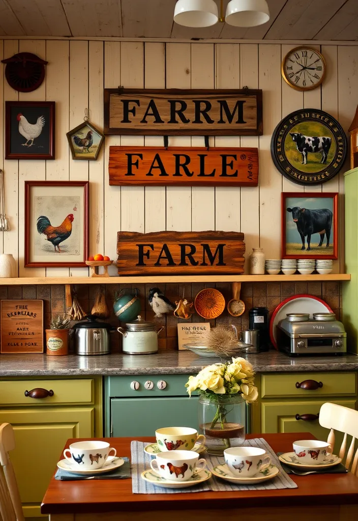 21 Vintage Farmhouse Kitchen Ideas That'll Make You Want to Cook in Style! - 8. Farm Animal Decor