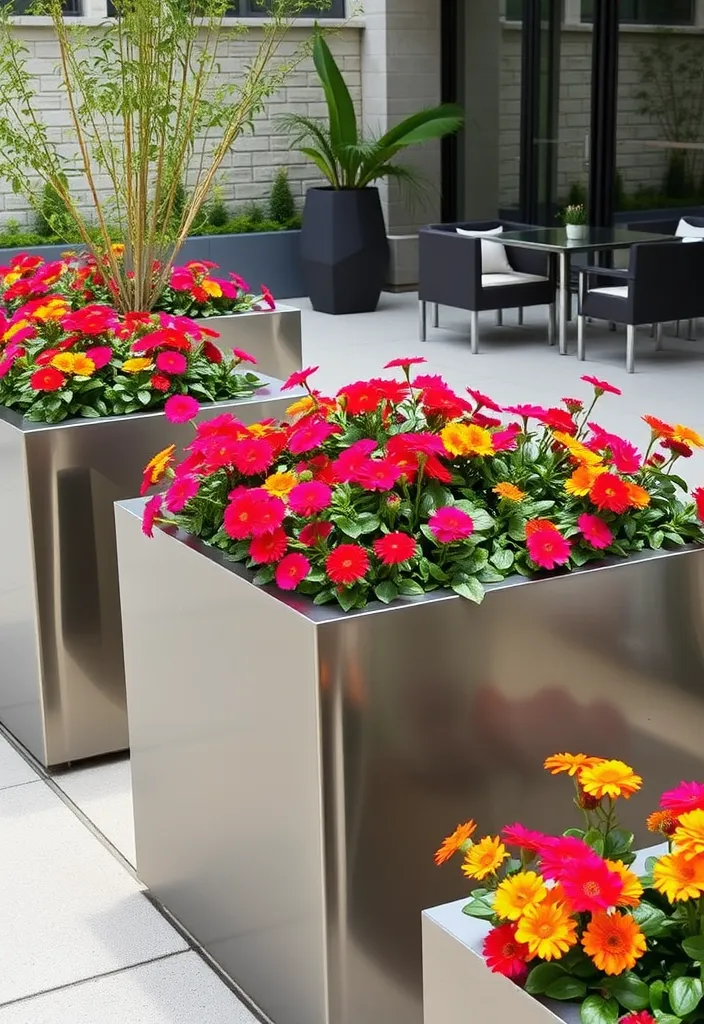 21 Decorative Garden Planters That Will Make Your Neighbors Jealous (Check Out #12!) - 3. Sleek Modern Metal Planters