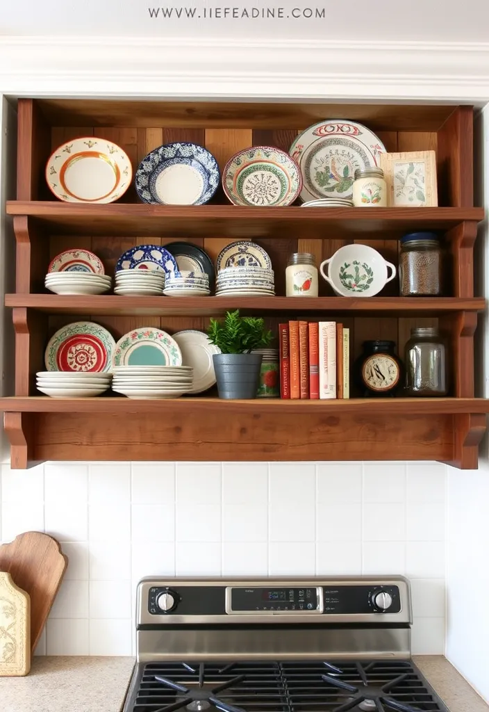 21 Vintage Farmhouse Kitchen Ideas That'll Make You Want to Cook in Style! - 2. Open Shelving for Display