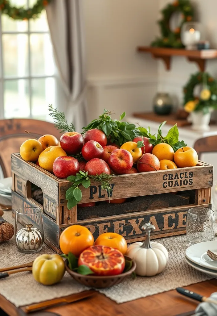 21 Stunning Kitchen Table Centerpiece Ideas You Can DIY for Any Season! (Wait Until You See #14!) - 15. Vintage Fruit Crate Centerpiece