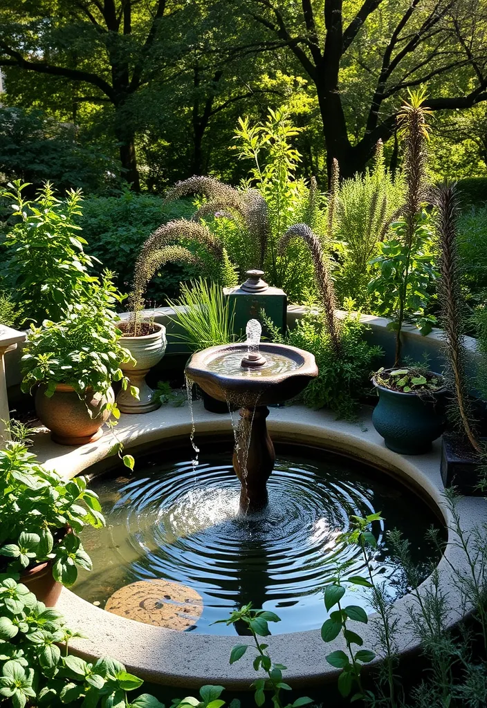 21 Stunning Outdoor Herb Garden Ideas That Will Inspire Your Green Thumb! - 11. Herb Garden with a Water Feature