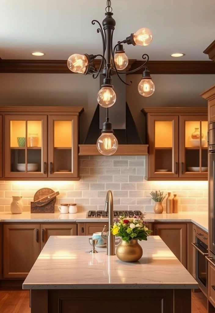 21 Cozy Kitchen Decor Ideas That'll Make You Want to Cook All Day! - 4. Warm Lighting Fixtures