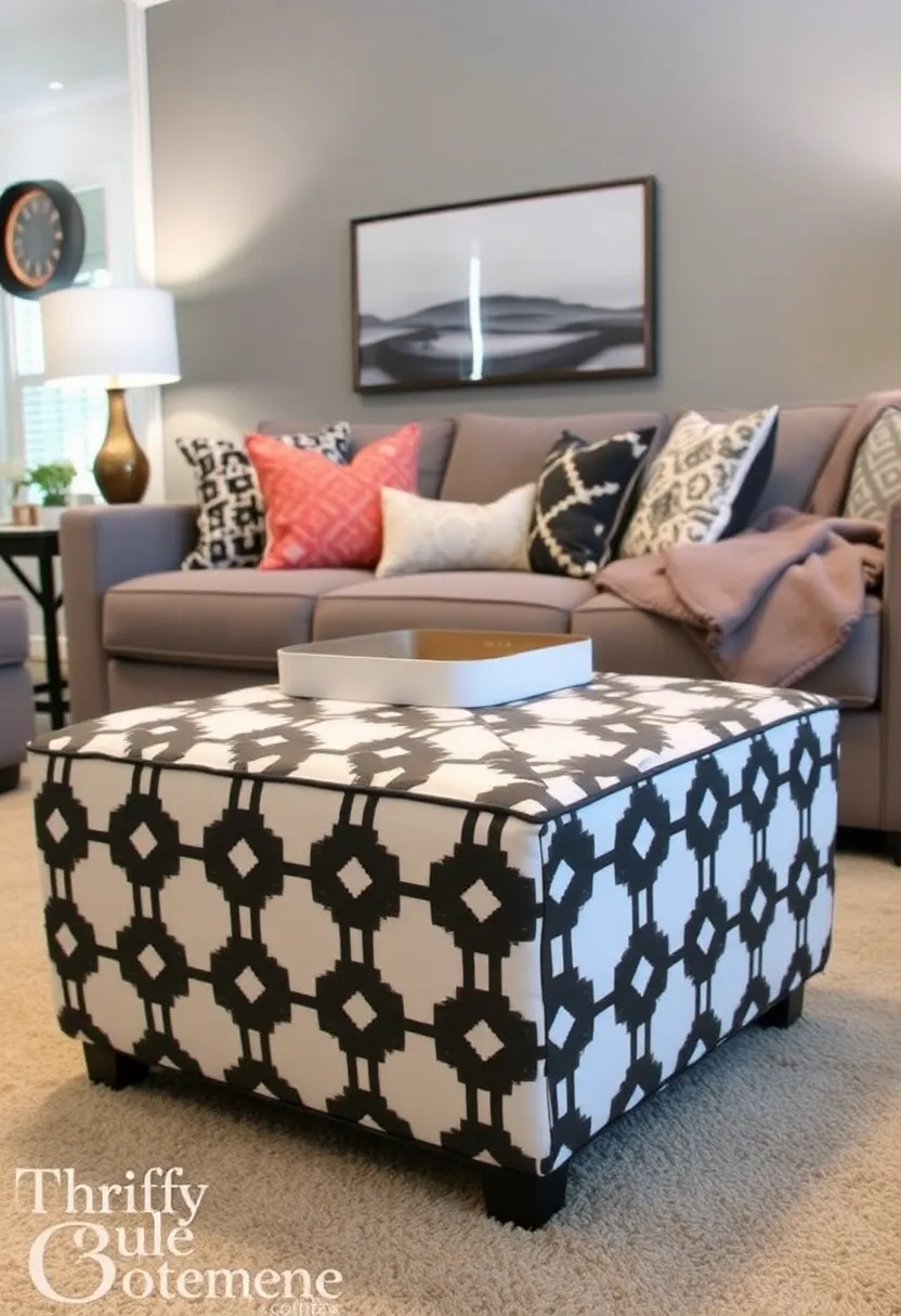 21 Thrift Flip Decor Ideas That Will Transform Your Home on a Budget! - 12. Thrifted Ottoman Transformation