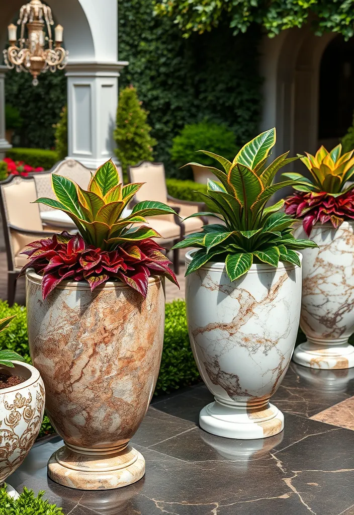 21 Decorative Garden Planters That Will Make Your Neighbors Jealous (Check Out #12!) - 16. Luxurious Marble Planters