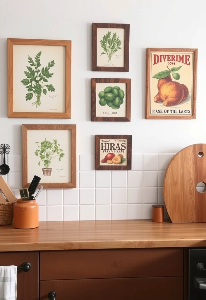 21 Cozy Kitchen Decor Ideas That'll Make You Want to Cook All Day! - 11. Charming Wall Art