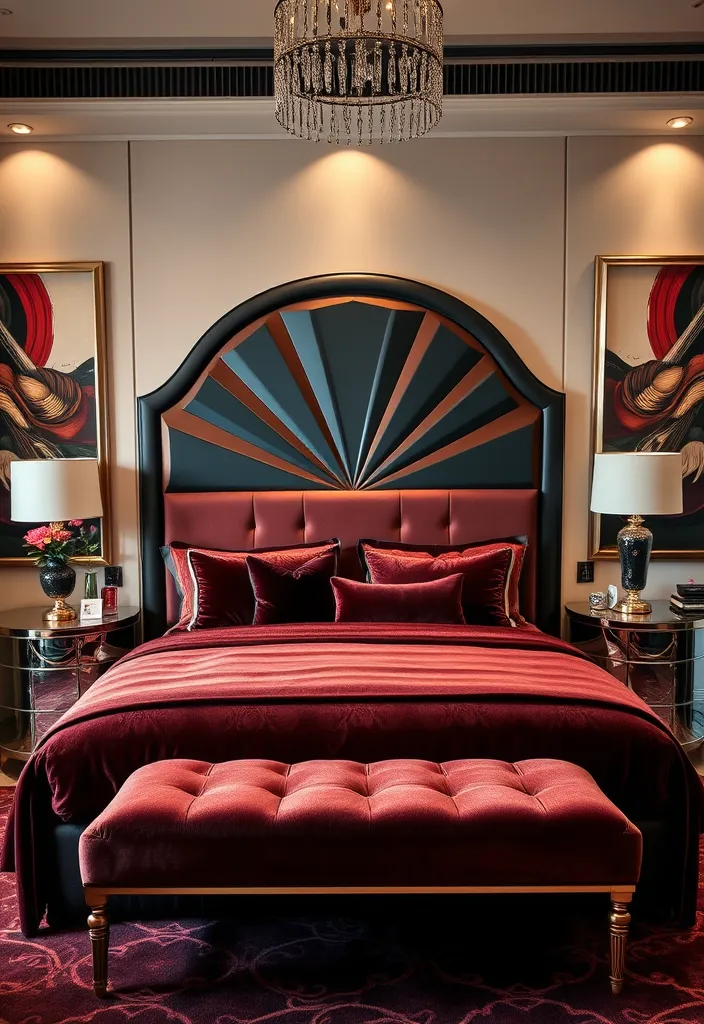 21 Unique Bedroom Designs That Bring Vintage Charm to Life (Don't Miss #3!) - 5. Art Deco Elegance