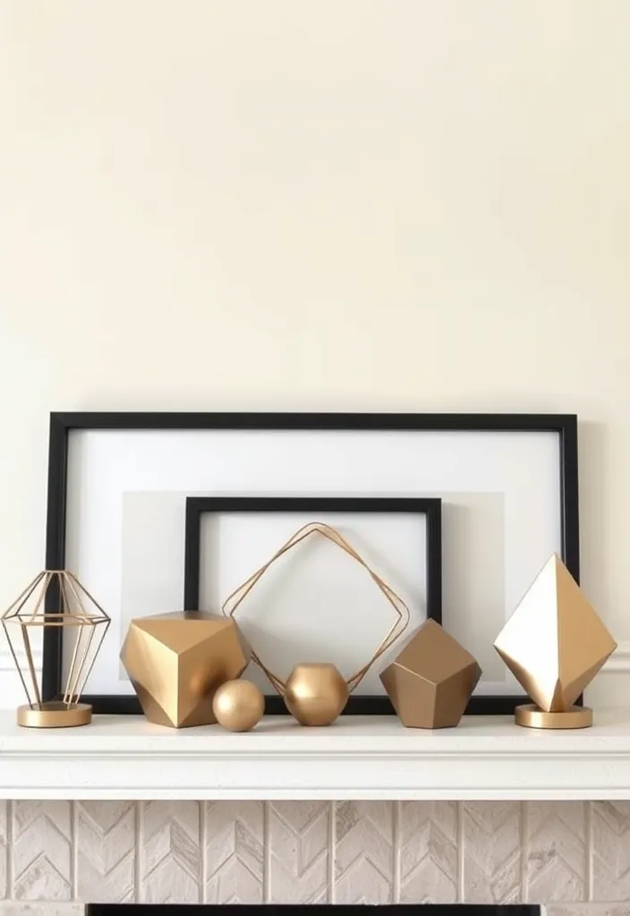 21 Minimalist Living Room Mantle Decor Ideas That Scream Elegance! - 5. Simple Geometric Shapes