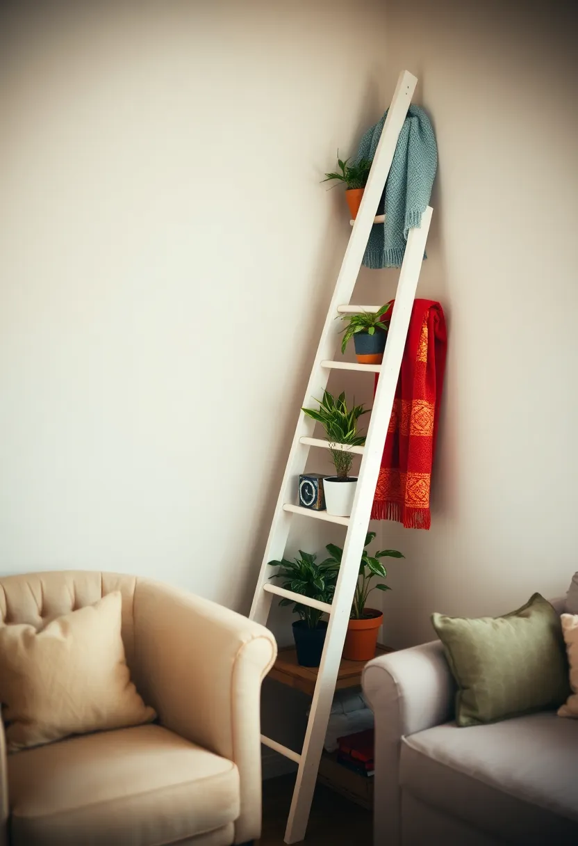 21 Thrift Flip Decor Ideas That Will Transform Your Home on a Budget! - 13. Decorative Ladder from Thrifted Wood