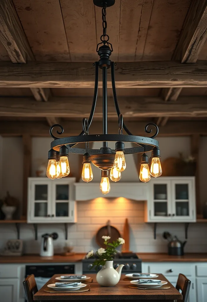 21 Vintage Farmhouse Kitchen Ideas That'll Make You Want to Cook in Style! - 4. Vintage Lighting Fixtures